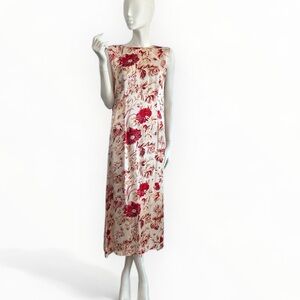 Vintage 80s April Cornell Satin Sheath Midi Dress